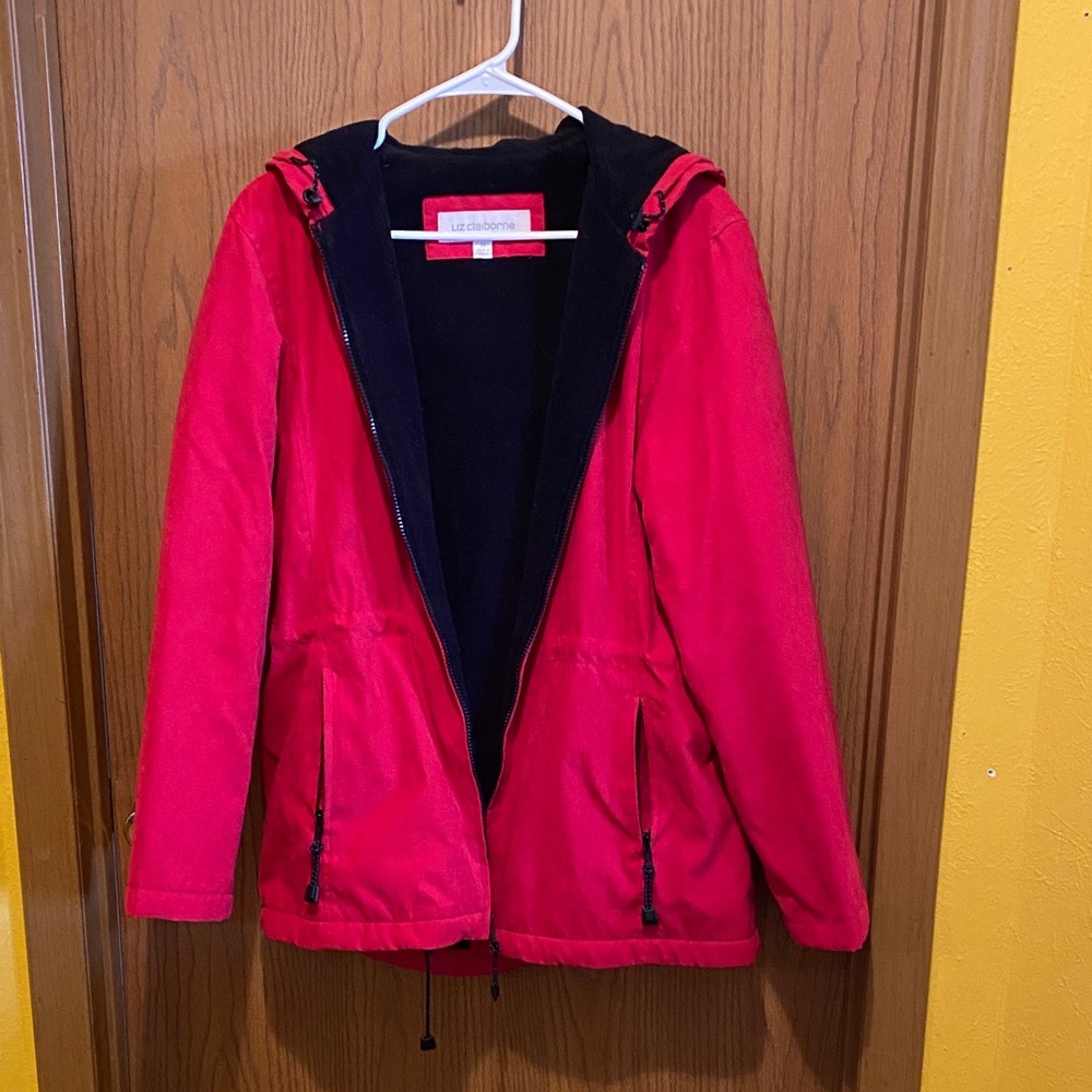 Liz Claiborne Vibrant Red Jacket with Black Lining